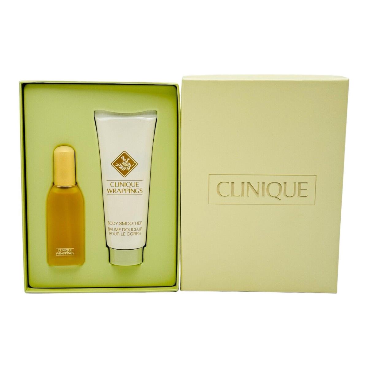 Clinique Wrappings 2pc Set .85 oz Perfume 3.4 oz Body Smoother Lotion