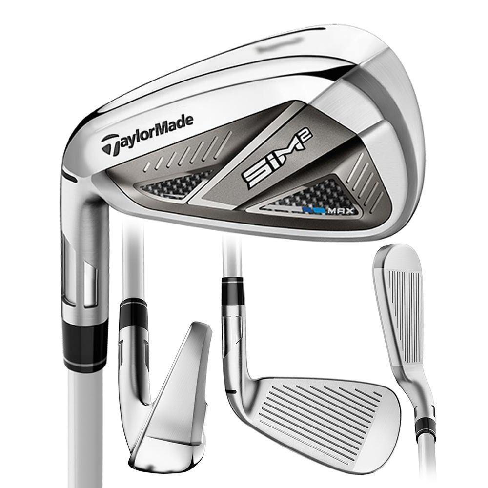 2021 Taylormade Women SIM2 Max Iron Set LH 5-PW AW SW Graph Lady - Chrome