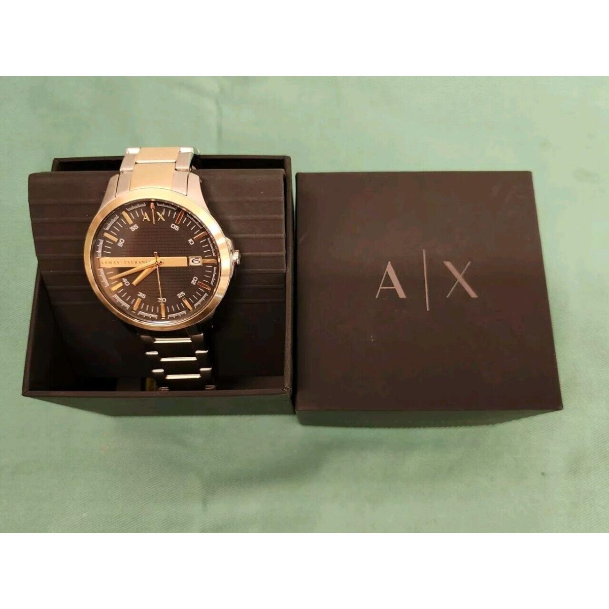 Armani Exchange Men`s Three-hand Date Silver and Gold Two-tone Stainless Steel