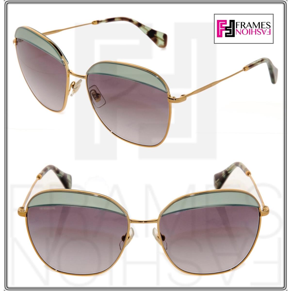 Miu Miu Noir 53Q Square Gold Opal Green Gradient Sunglasses MU53QS