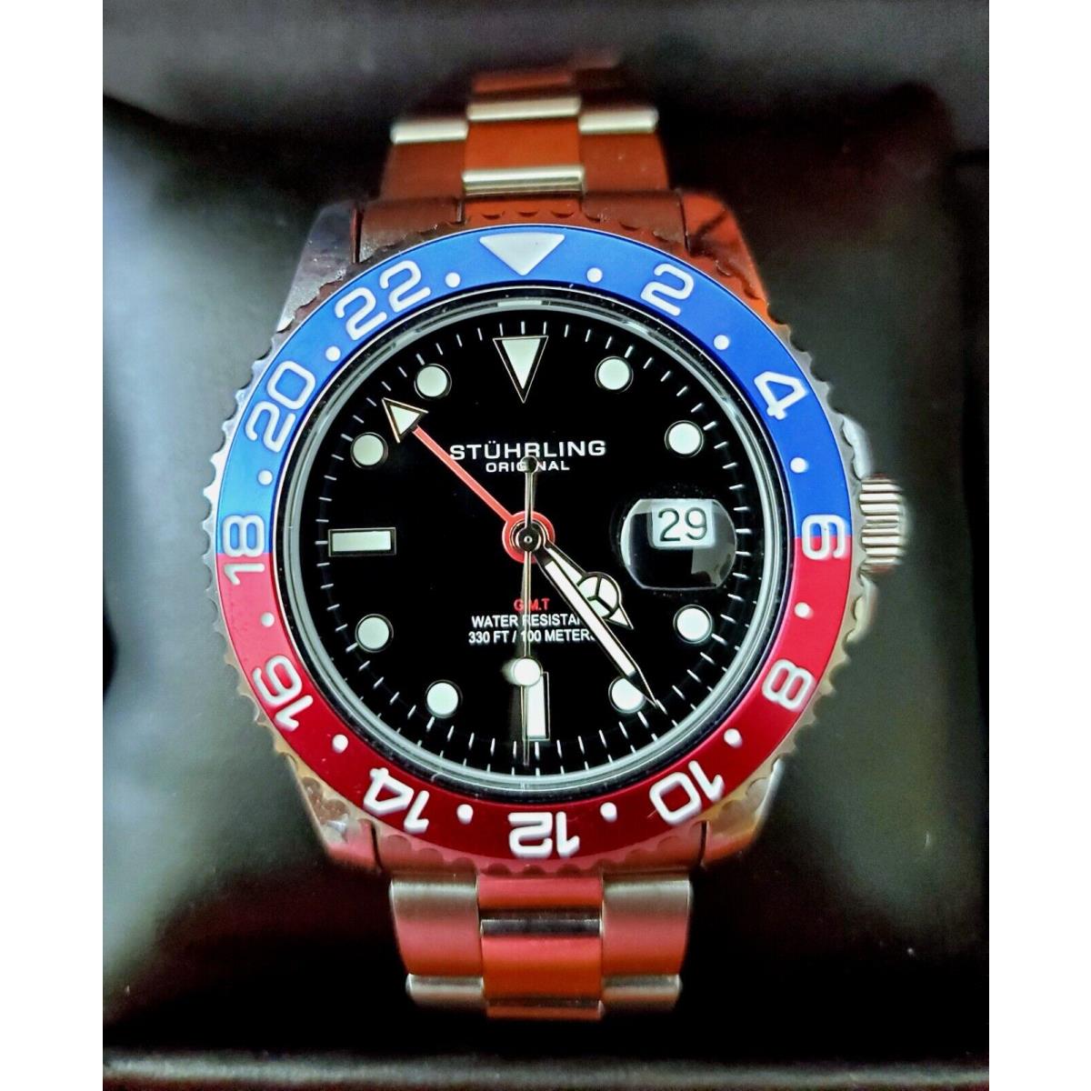 Swiss Stuhrling Gmt Coke Pepsi Mens Dive Watch