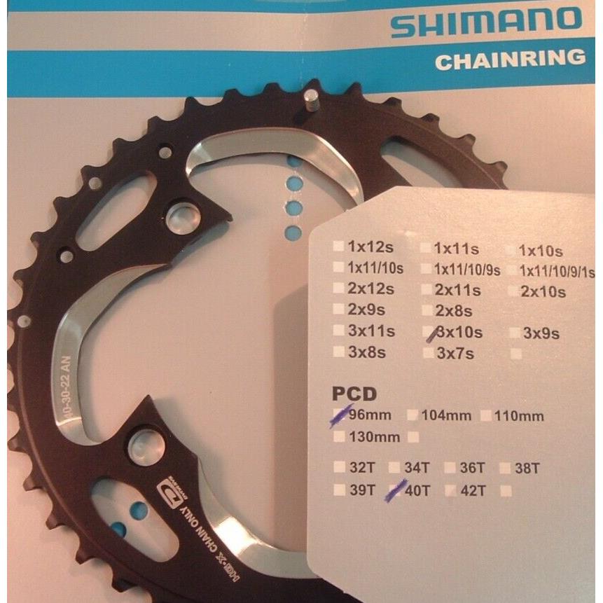 Shimano Deore XT M782 40T-AN x 96BCD Mtb / Nos Chainring-3x10-Spd-HG-X Nib+