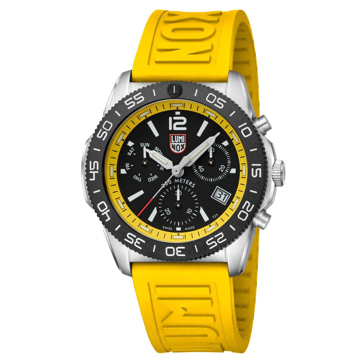 Luminox Men`s Watch Pacific Diver Swiss Quartz Chronograph Yellow Strap XS.3145