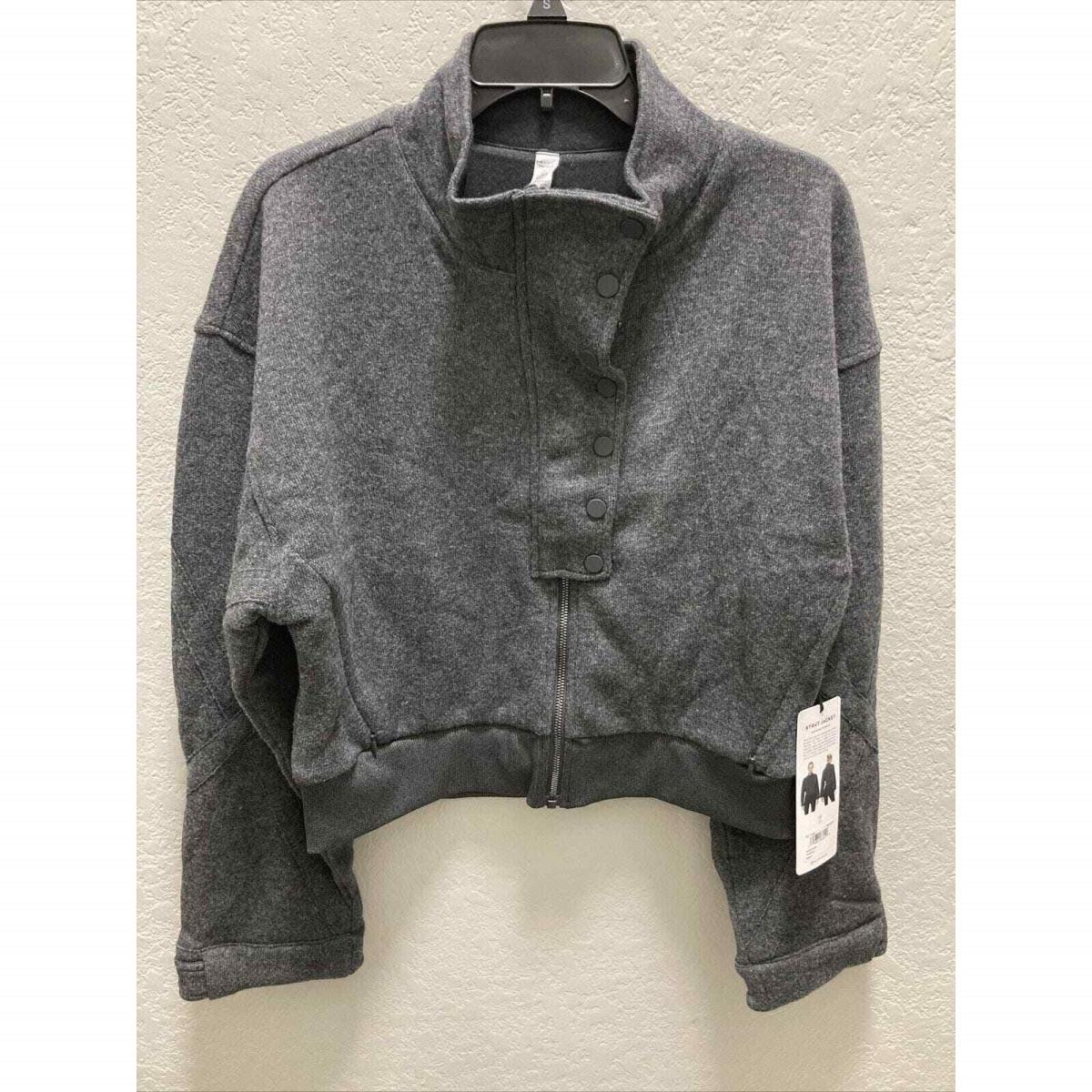 Alo Yoga Anthracite Gray Cropped Strut Jacket Women Size Large 44% Wool