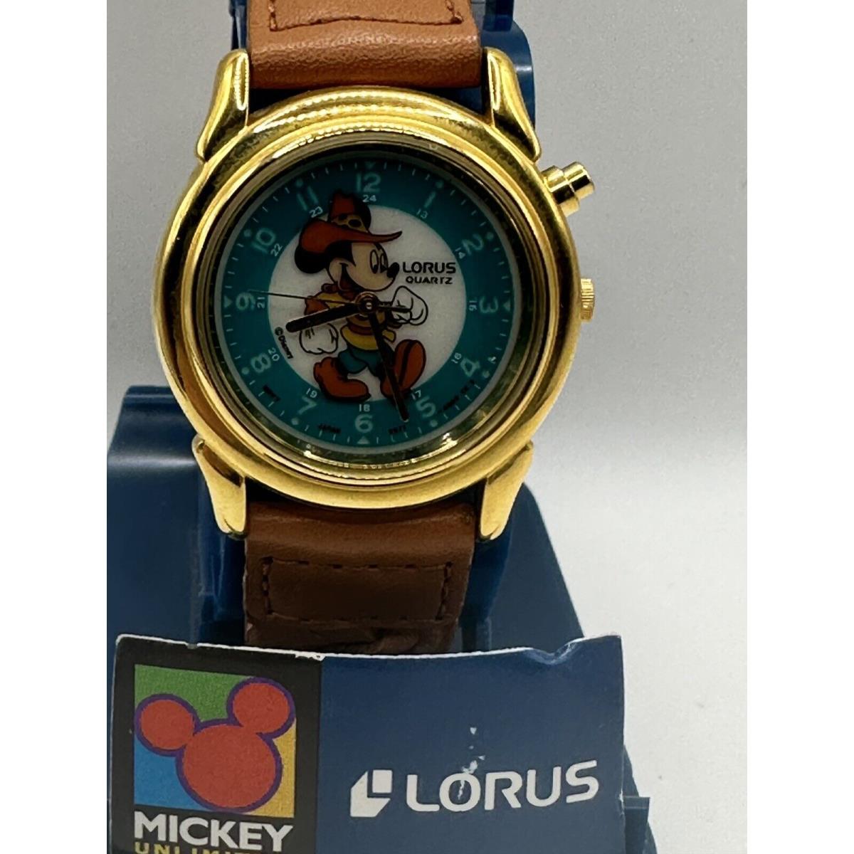 Lorus Mickey Cowboy Disney Watch Lighted Push Button Collectable