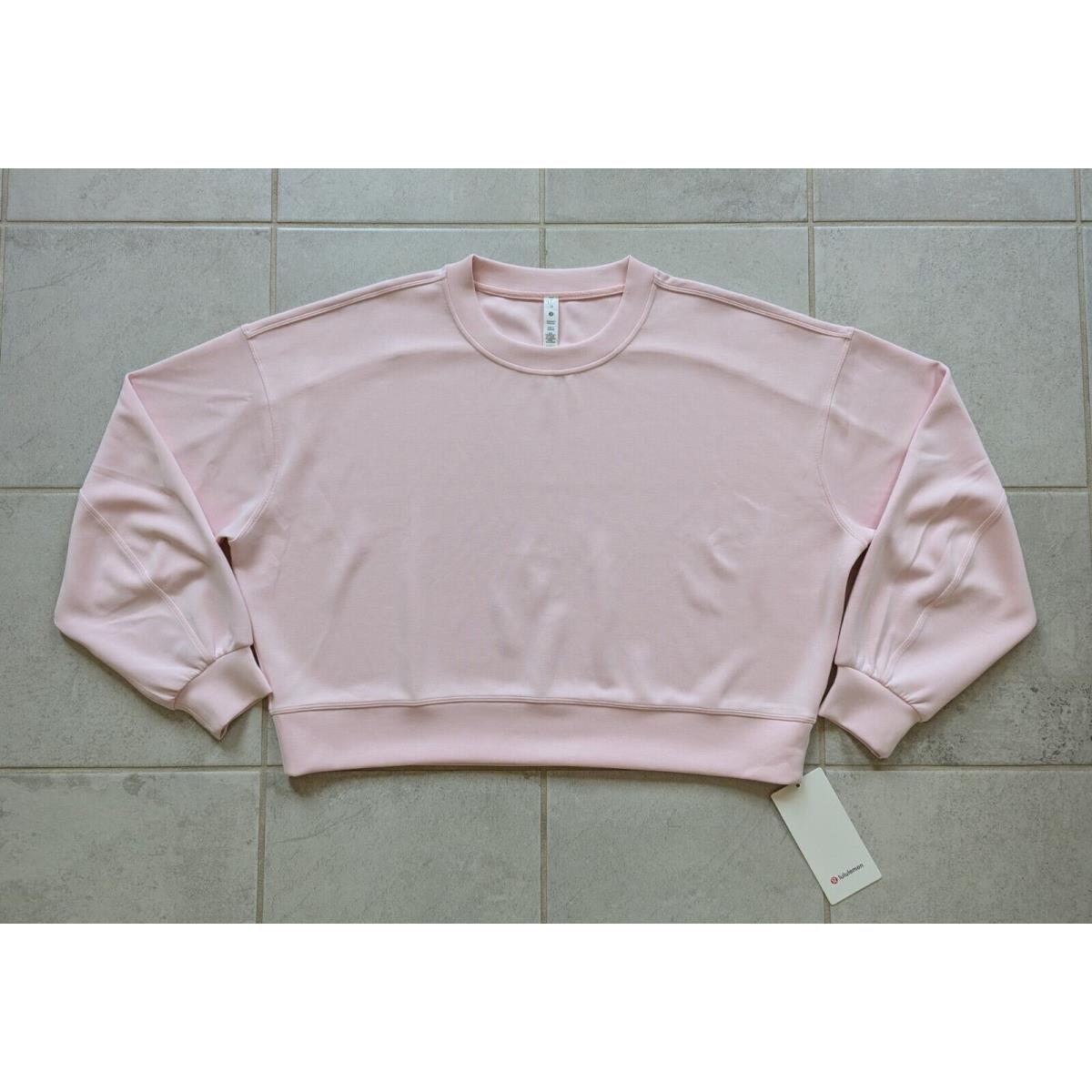 Lululemon Women`s Size 12 Perfectly Oversized Cropped Crew Pink Long Sleeve