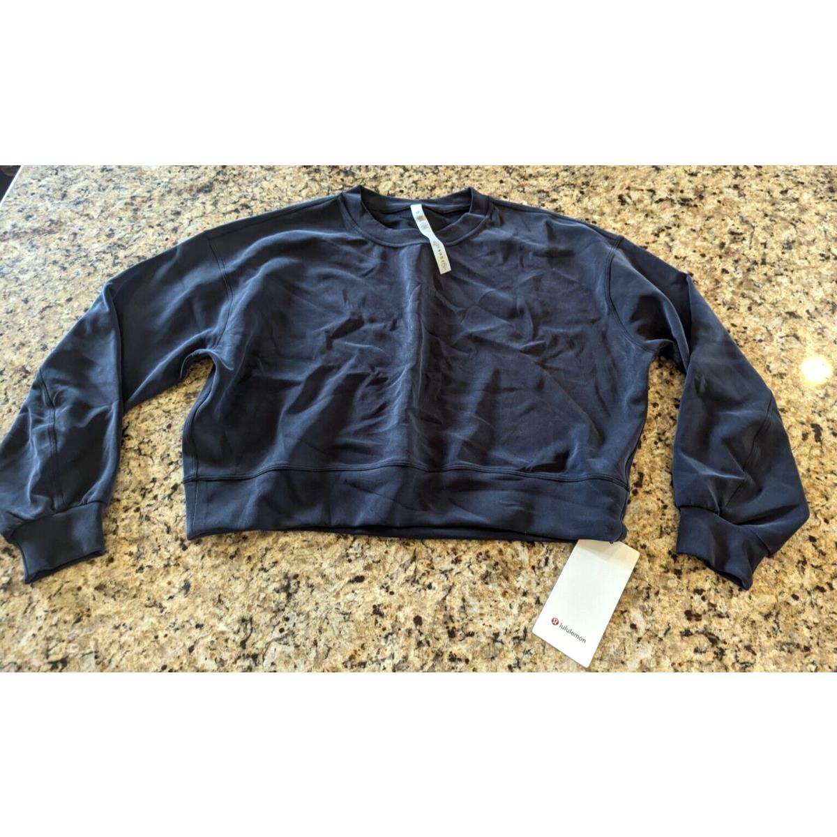 Lululemon Women`s Perfectly Oversized Crop Crew Sweatshirt Black Size 8