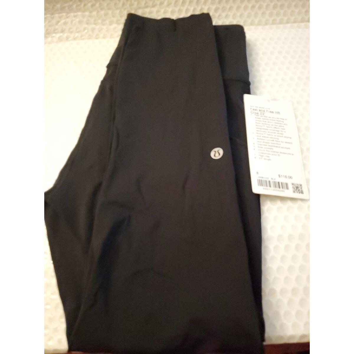 Lululemon Fast Free HR Crop 23 Non-ref Nulux LW6BCXS Black Size 8