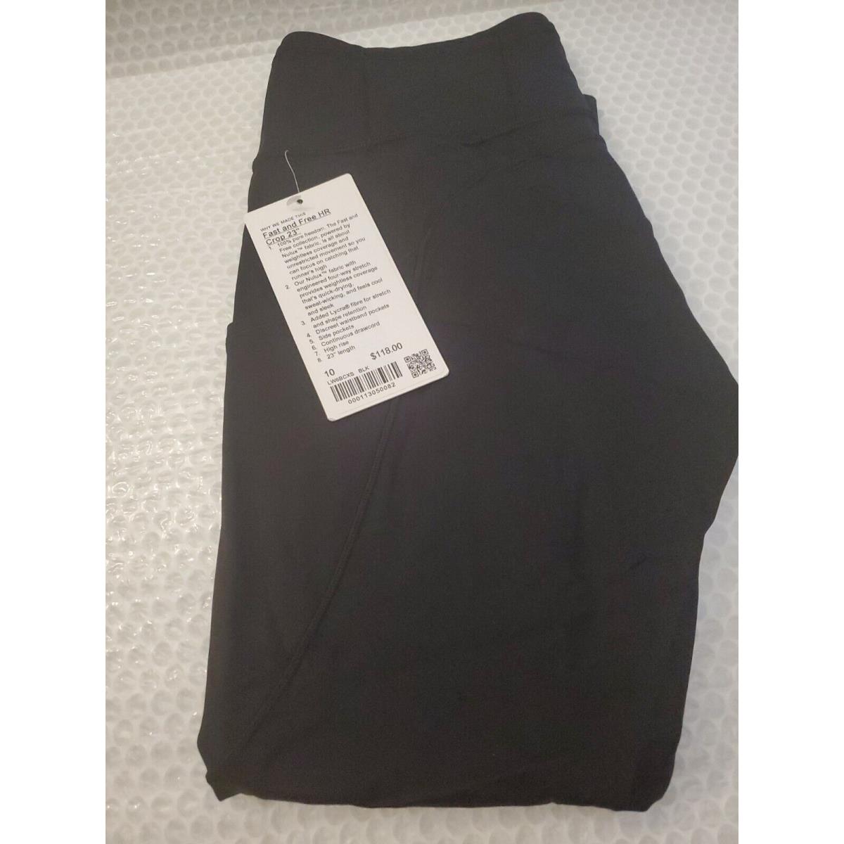 Lululemon Fast Free HR Crop 23 Non-ref Nulux LW6BCXS Black Size 10