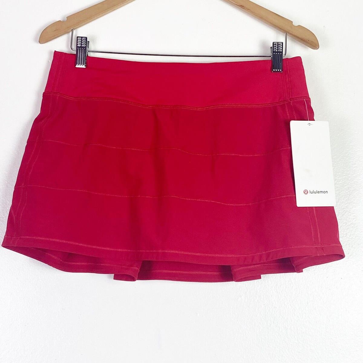 Lululemon Women`s Pace Rival MR Skirt Lined 12 Dark Red Size 8 LW87B7R