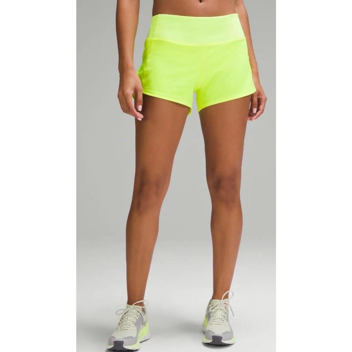 Lululemon Speed Up MR Shorts 4 Lined Hiye Highlighter Yellow 12