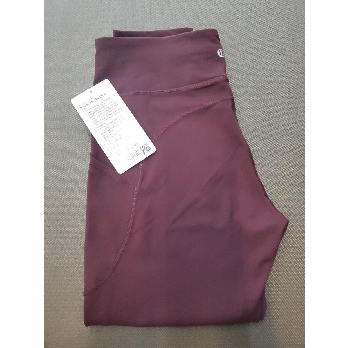 Lululemon Women`s Invigorate HR Crop 23 Everlux LW6BDVS Cssi Maroon Size 10