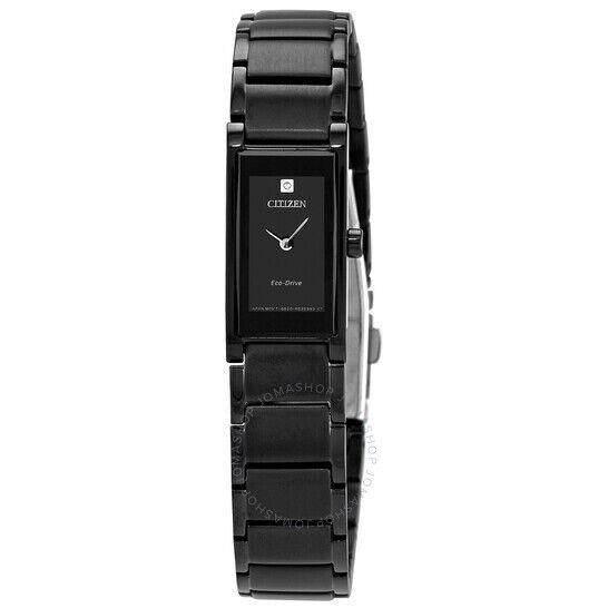 Citizen EG7055-51E Axiom Eco-drive Black Dial Black Steel Womens Watch - Dial: Black, Band: Black, Bezel: Black