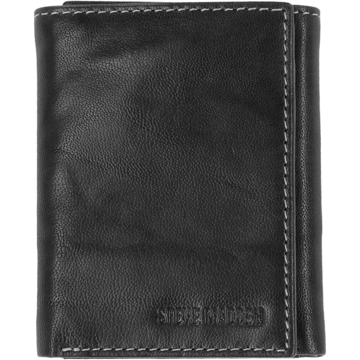 Steve Madden Men`s Rfid Trifold Wallet with Id Window