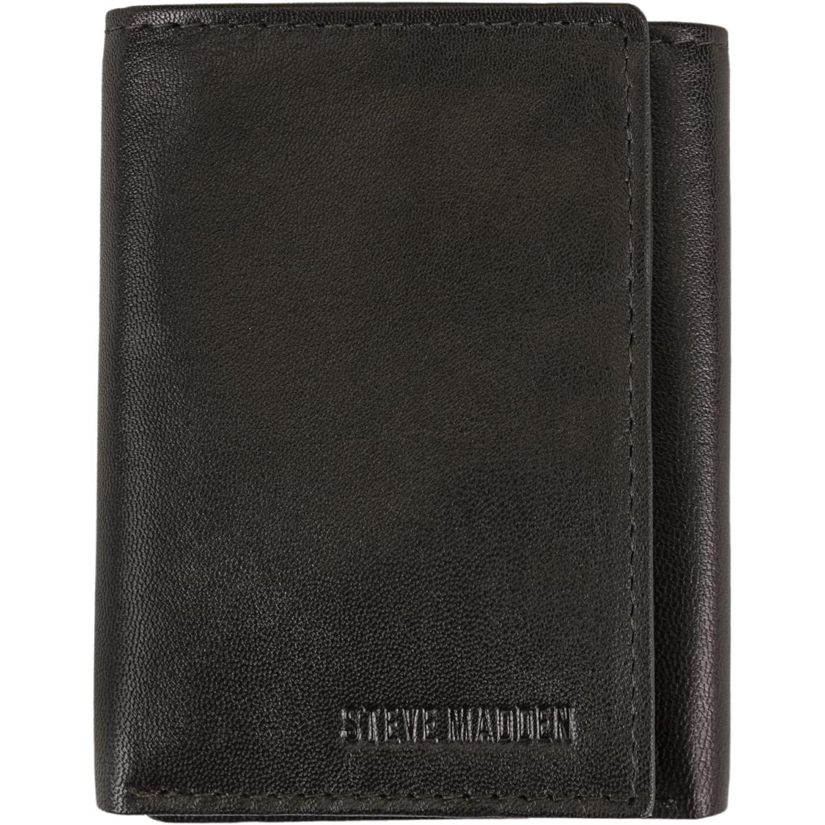 Steve Madden Men`s Rfid Trifold Wallet with Id Window Brown