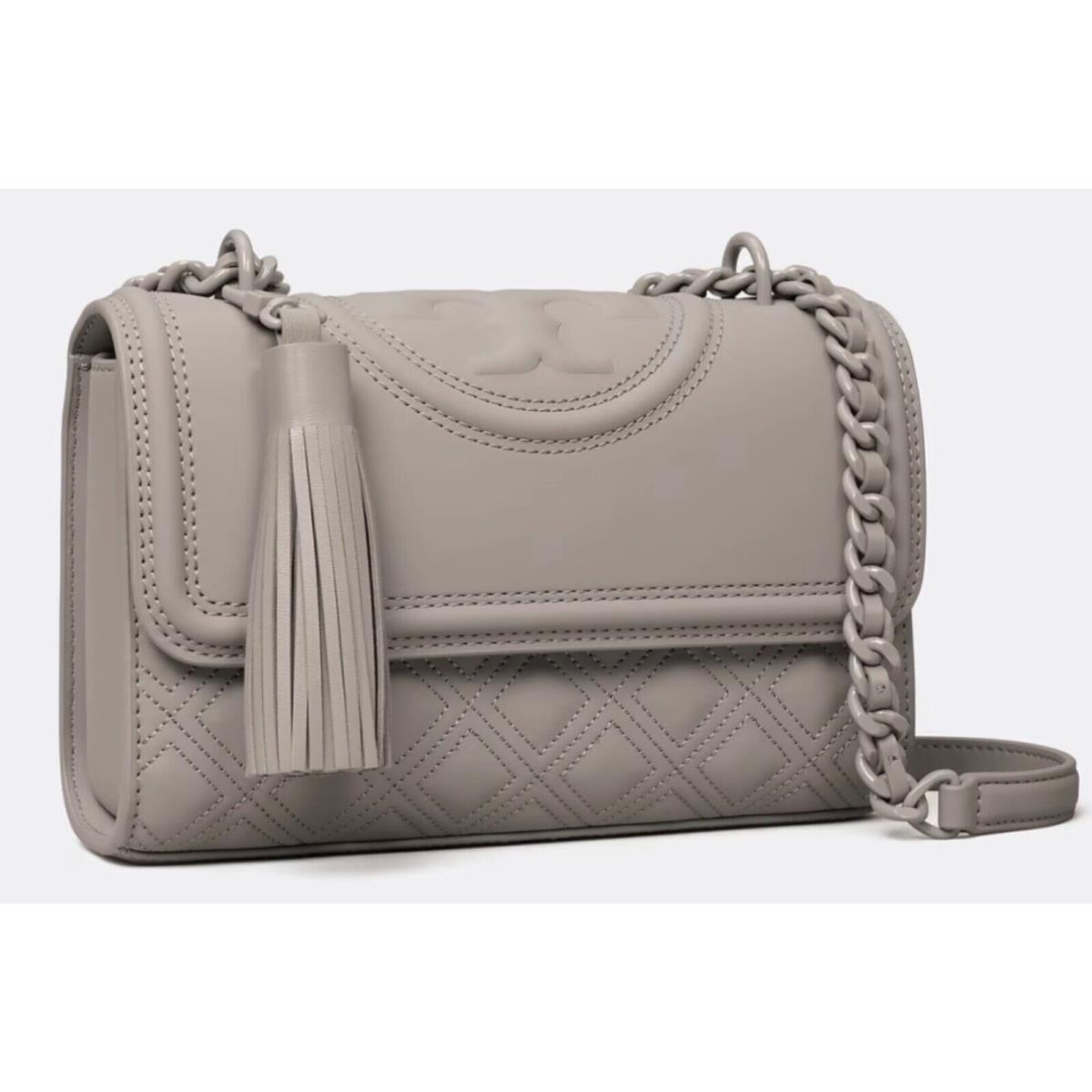 Tory Burch Gray Heron Small Matte Fleming Convertible Shoulder Bag