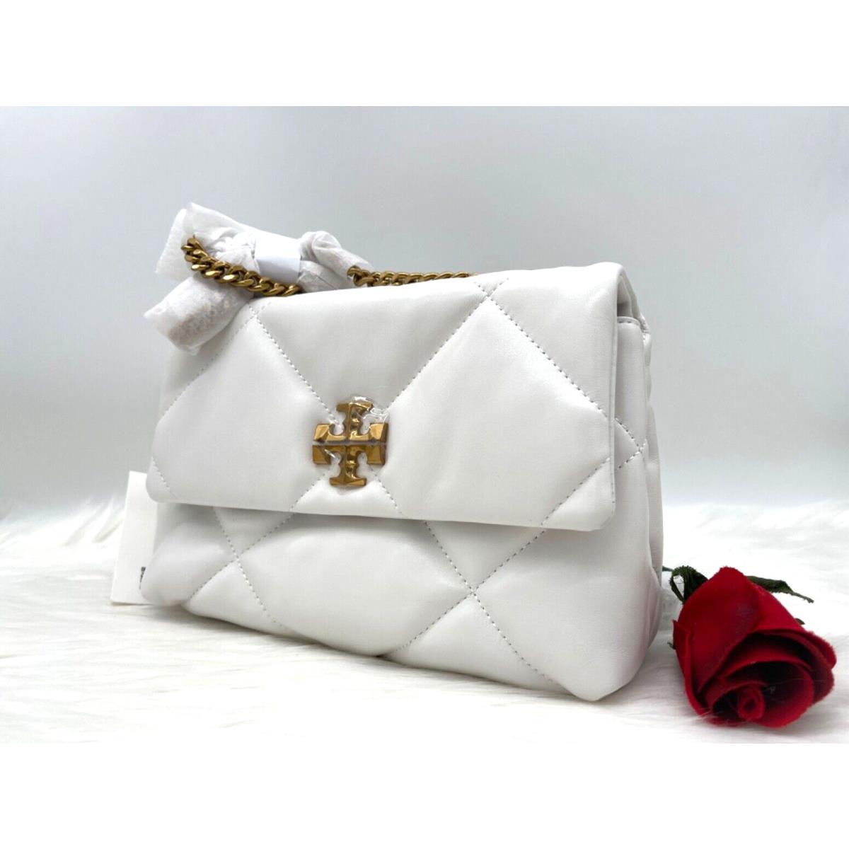 Tory Burch Small Kira Diamond Quilted Convertible Shoulder Bag In Blanc