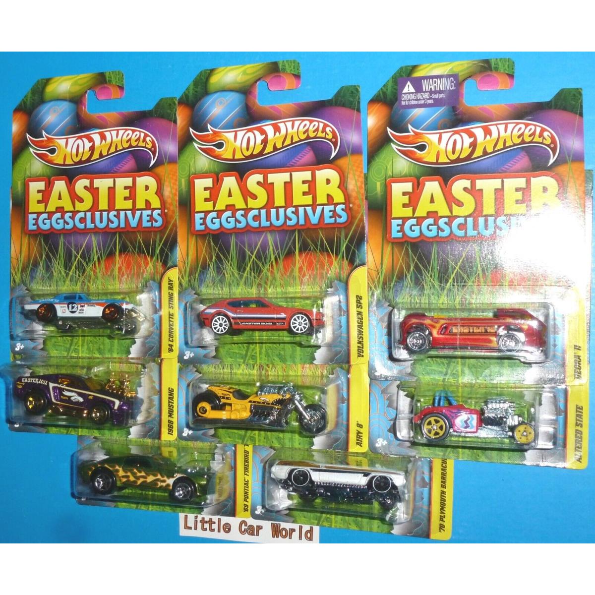 2012 Hot Wheels Easter Eggsclusives Set of 8 Mustang Cuda Corvette Firebird VW