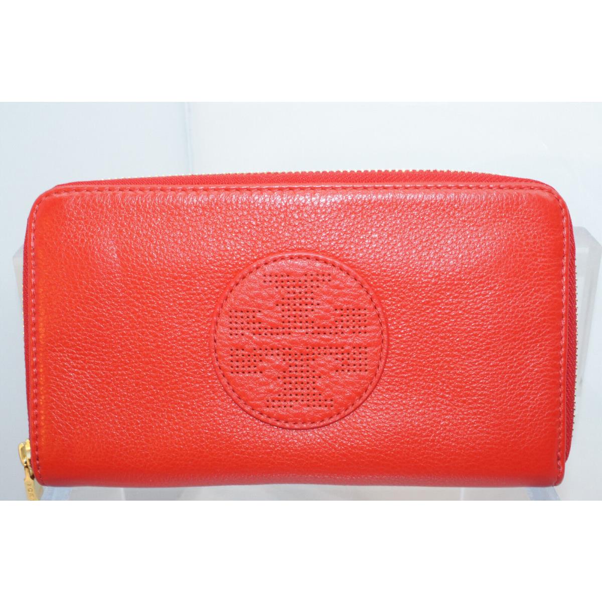 Tory Burch Red Wallet Kipp Zip Continental Clutch Bag