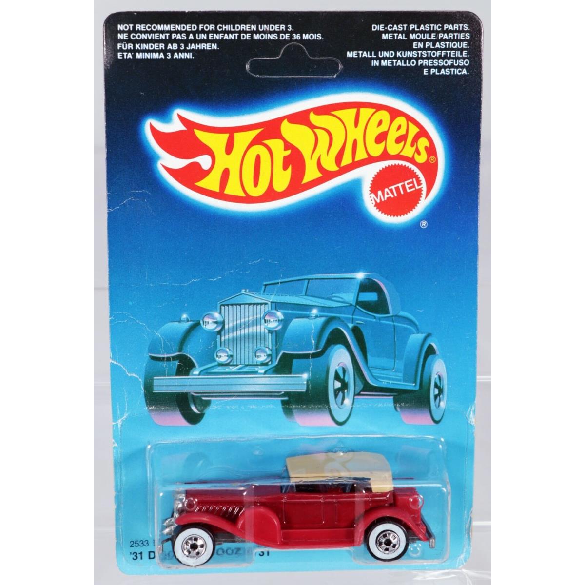 Hot Wheels `31 Doozie Foreign 2533 Never Removed From Package 1987 Maroon 1:64