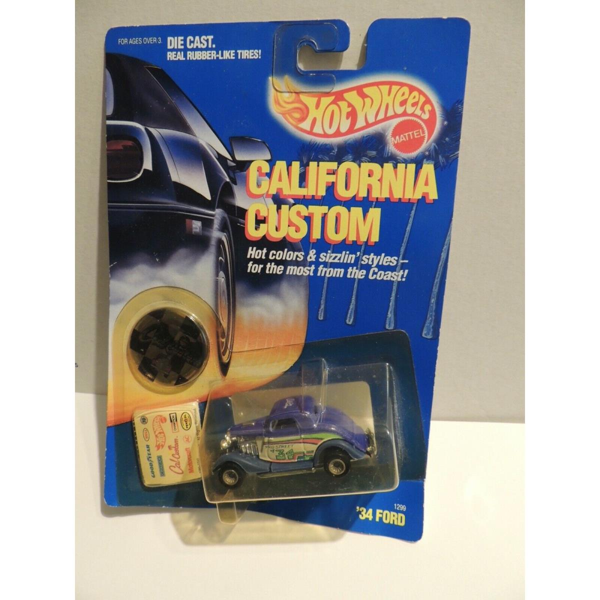 Hot Wheels California Custom 34 Ford Pro Street W/rr s 1990 Raindrop Card