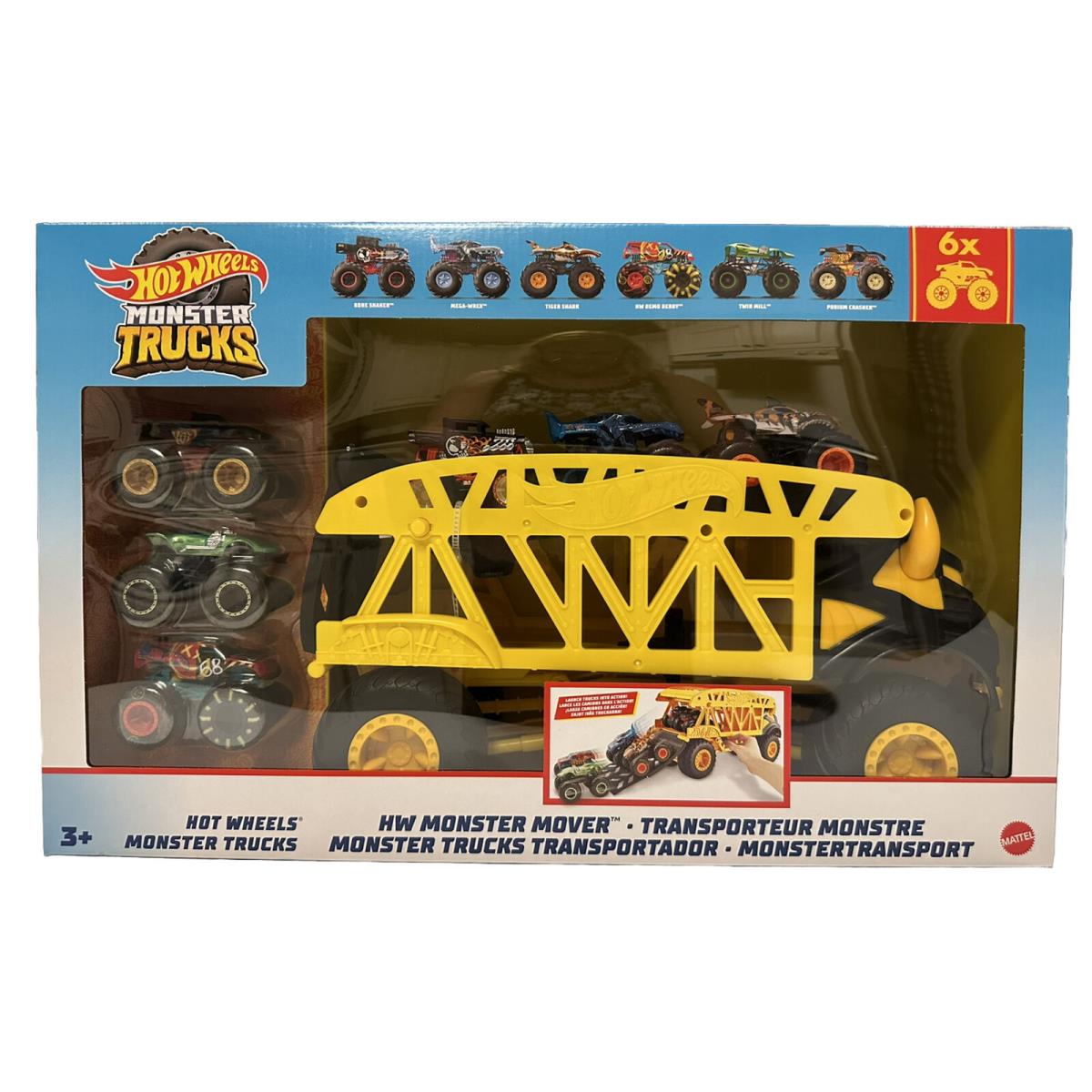 Hot Wheels Monster Truck 6-CAR Transporter Mover Vehicle Set Best Gift