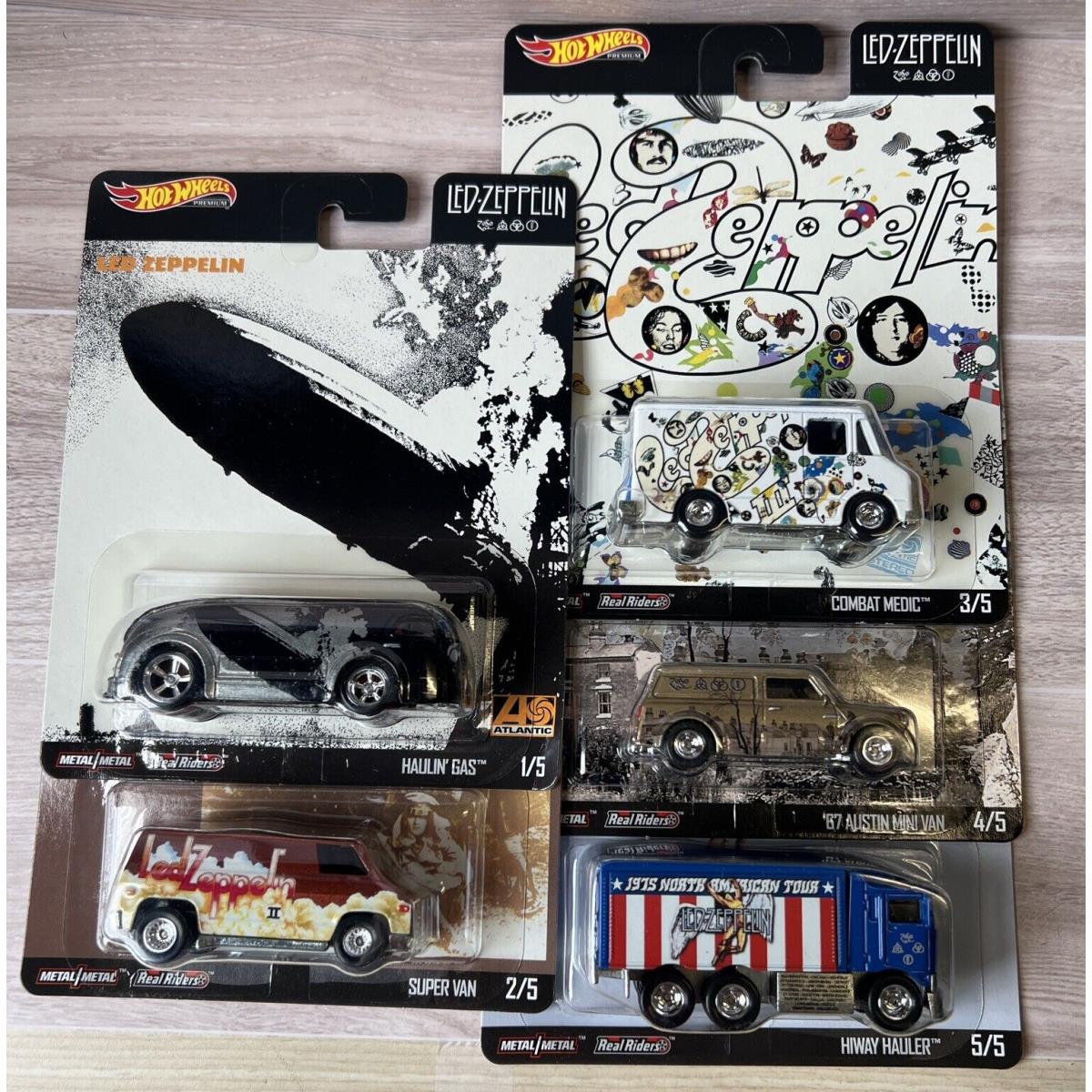 Hot Wheels 2019 Real Riders Led-zeppelin Complete Set of 5