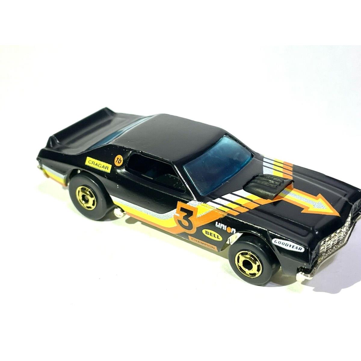 1974 Hot Wheels Black Ford Gran Torino Cragar 3 Blister Pulled