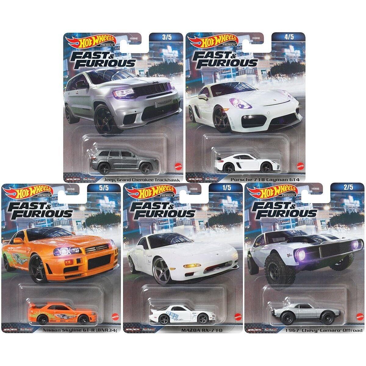 5-PACK Hot Wheels Premium Fast Furious 1:64 Die-cast Cars - 2023 Mix 1 Set