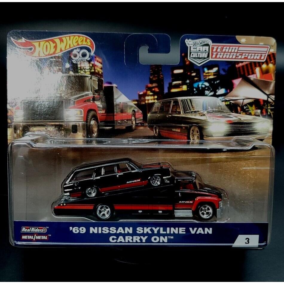 Hot Wheels 2018 Team Transport Black 1969 Nissan Skyline Van Carry On 1/64