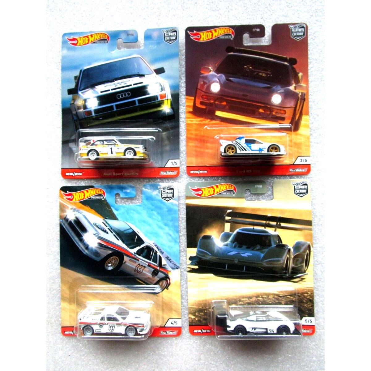 4 Hot Wheels Car Culture Thrill Climbers Audi Sport VW ID Lancia Ford RS 200