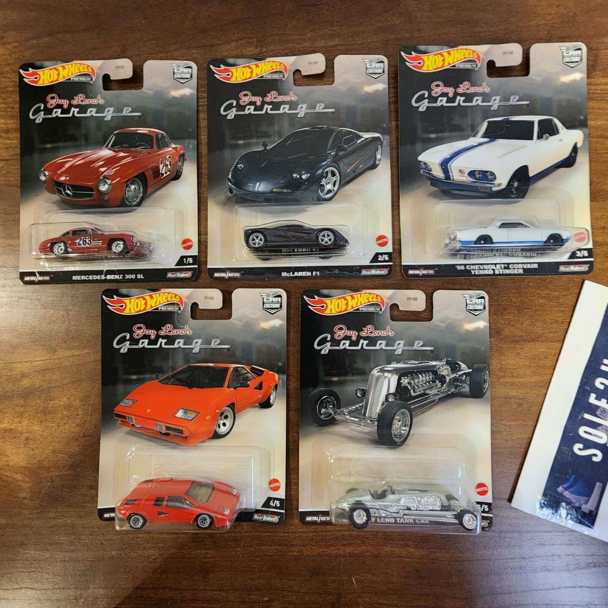 Hot Wheels Premium Jay Leno`s Garage Set of 5 Mercedes Mclaren Lamborghini Tank