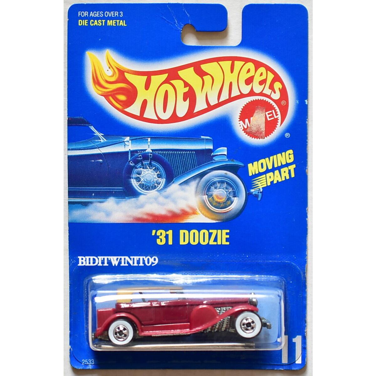 Hot Wheels 1990 Blue Card `31 Doozie 11 Red 07 E+