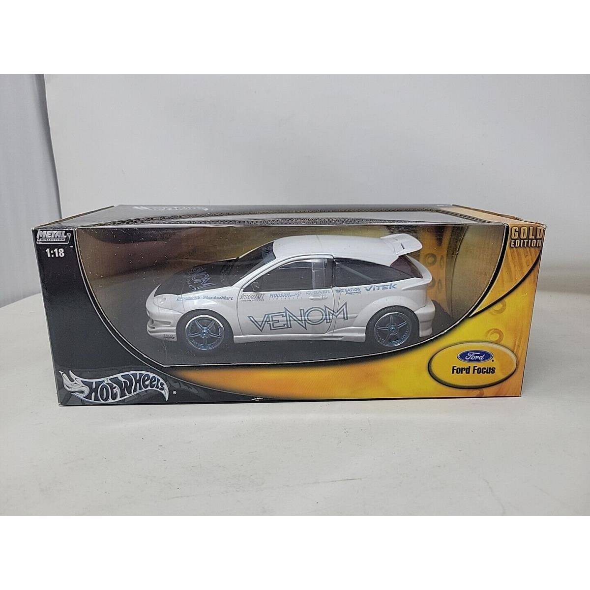 Hot Wheels Gold Ford Focus Venom White 1:18 Scale Die Cast 2002