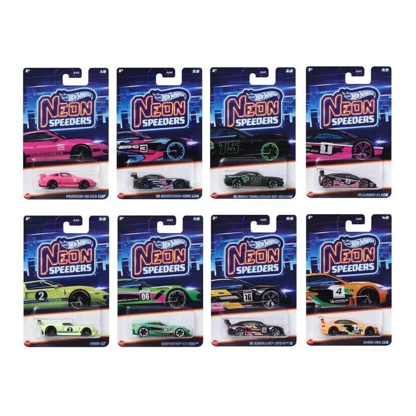 Hot Wheels 2024 Neon Speeders Complete Set Of 8 Series 3