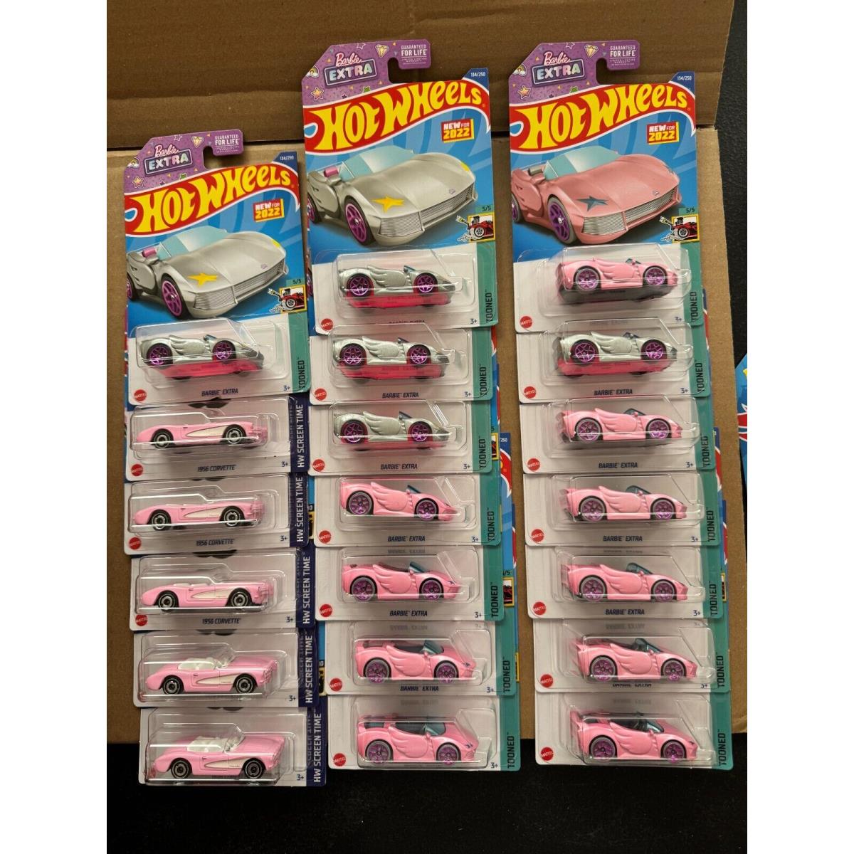 Hot Wheels Barbie Extra Tooned Barbie The Movie 1956 Corvette Set of 20 N15