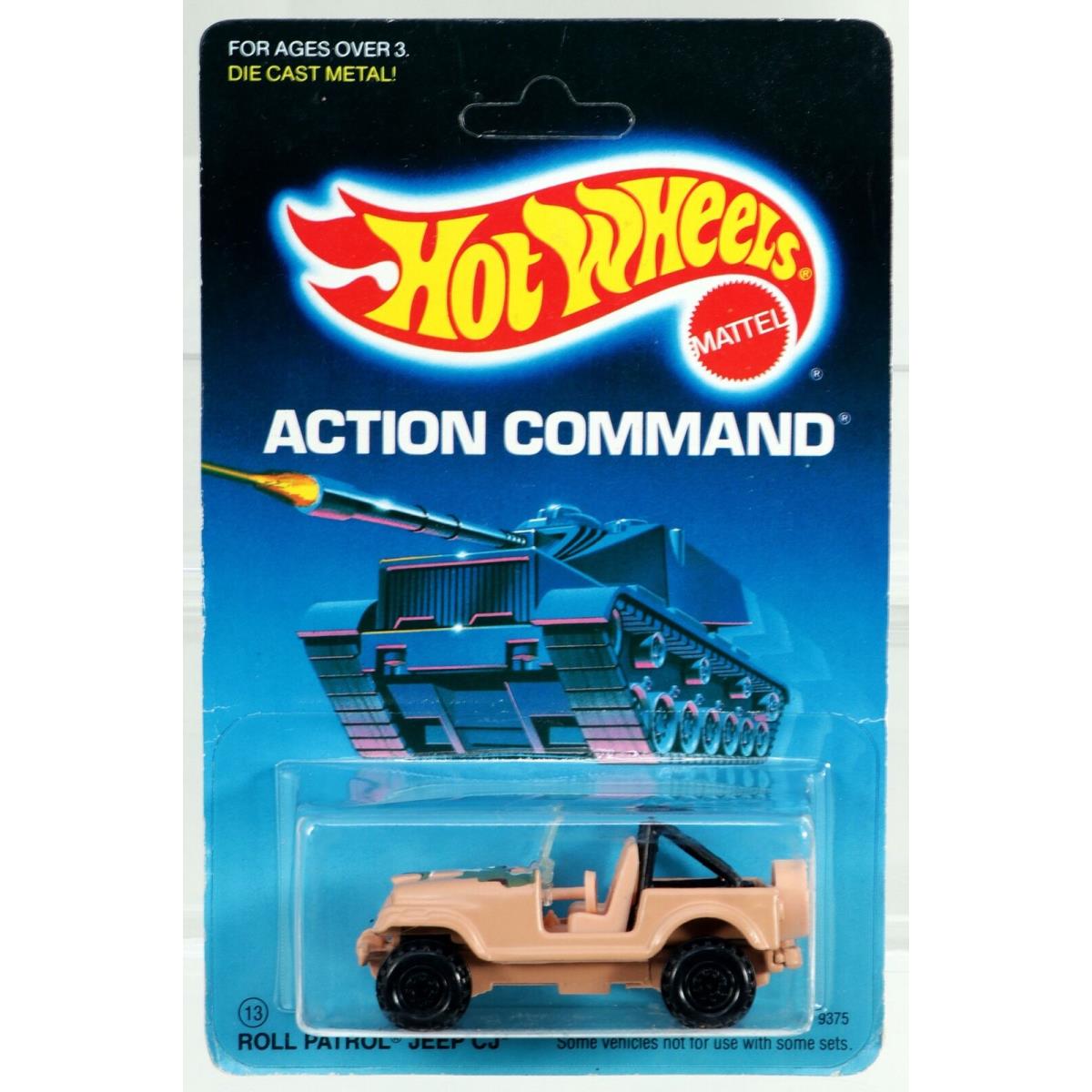 Hot Wheels Roll Patrol Jeep CJ Action Command Series 9375 Nrfp 1986 Tan 1:64