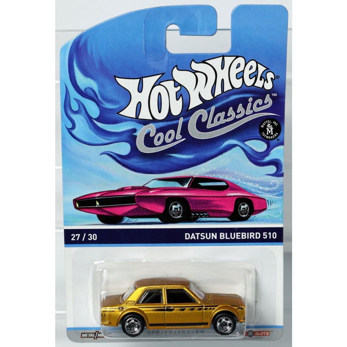 Hot Wheels Datsun Bluebird 510 Cool Classics BDR33 Pink Card Nrfp Gold 1:64