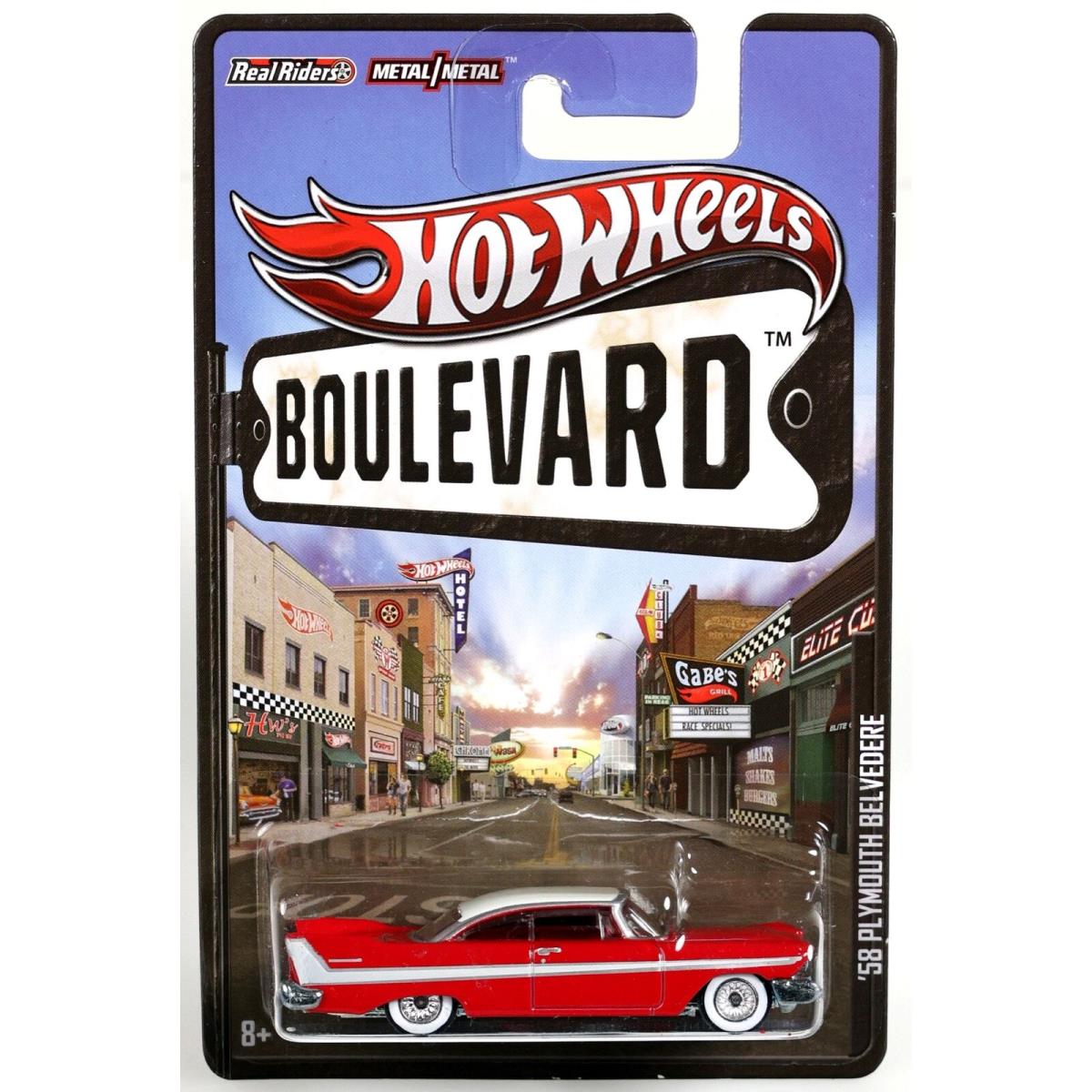 Hot Wheels `58 Plymouth Belvedere Boulevard Series X8238 Nrfp 2012 Red 1:64