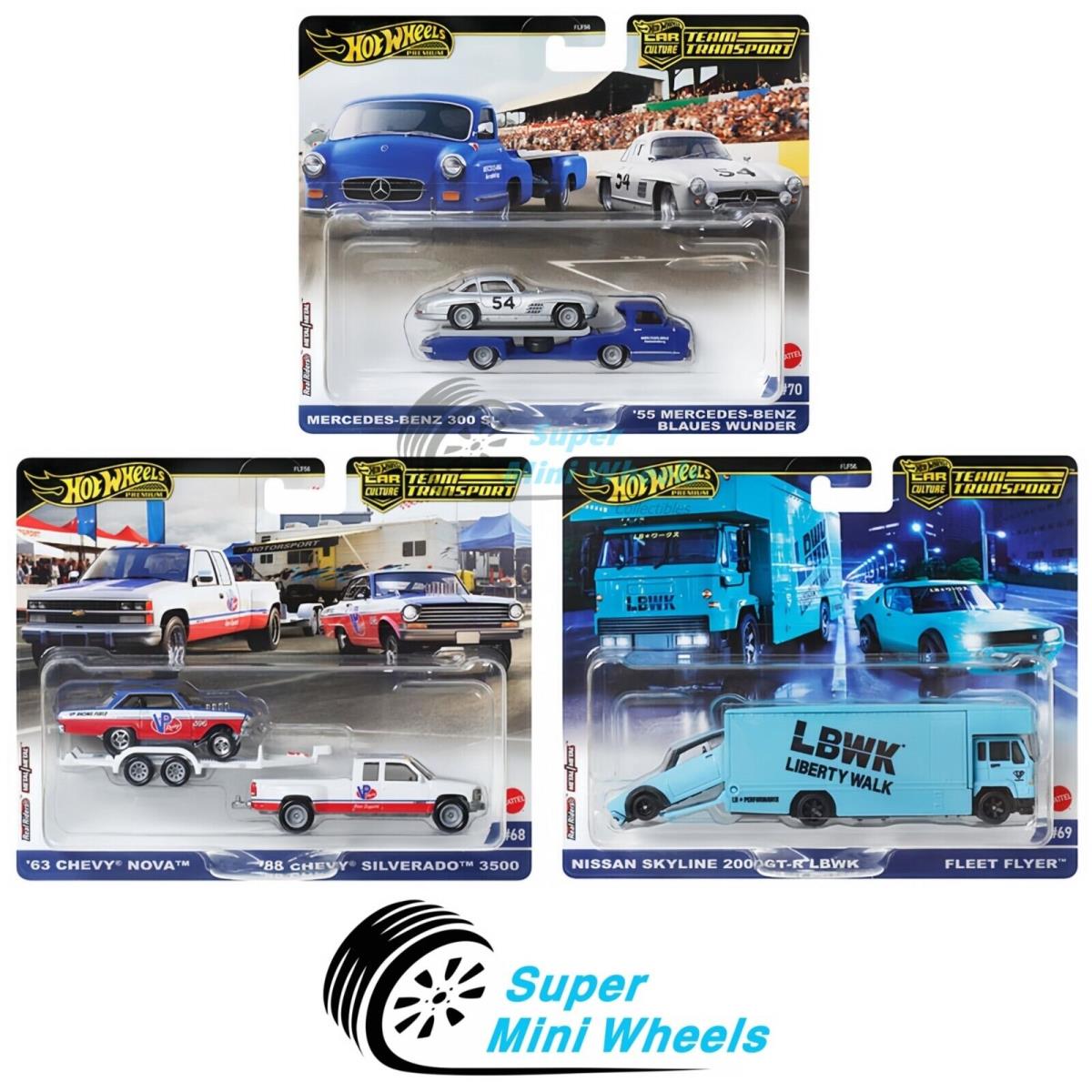 Hot Wheels 2024 Car Culture Team Transport C Case Set of 3 Cars In-stock