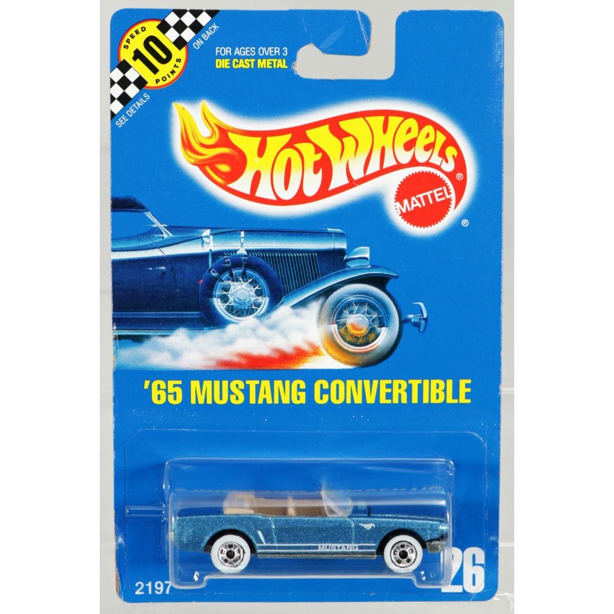 Hot Wheels 1965 Mustang Convertible 2197 Never Removed From Pack 1990 Blue 1:64