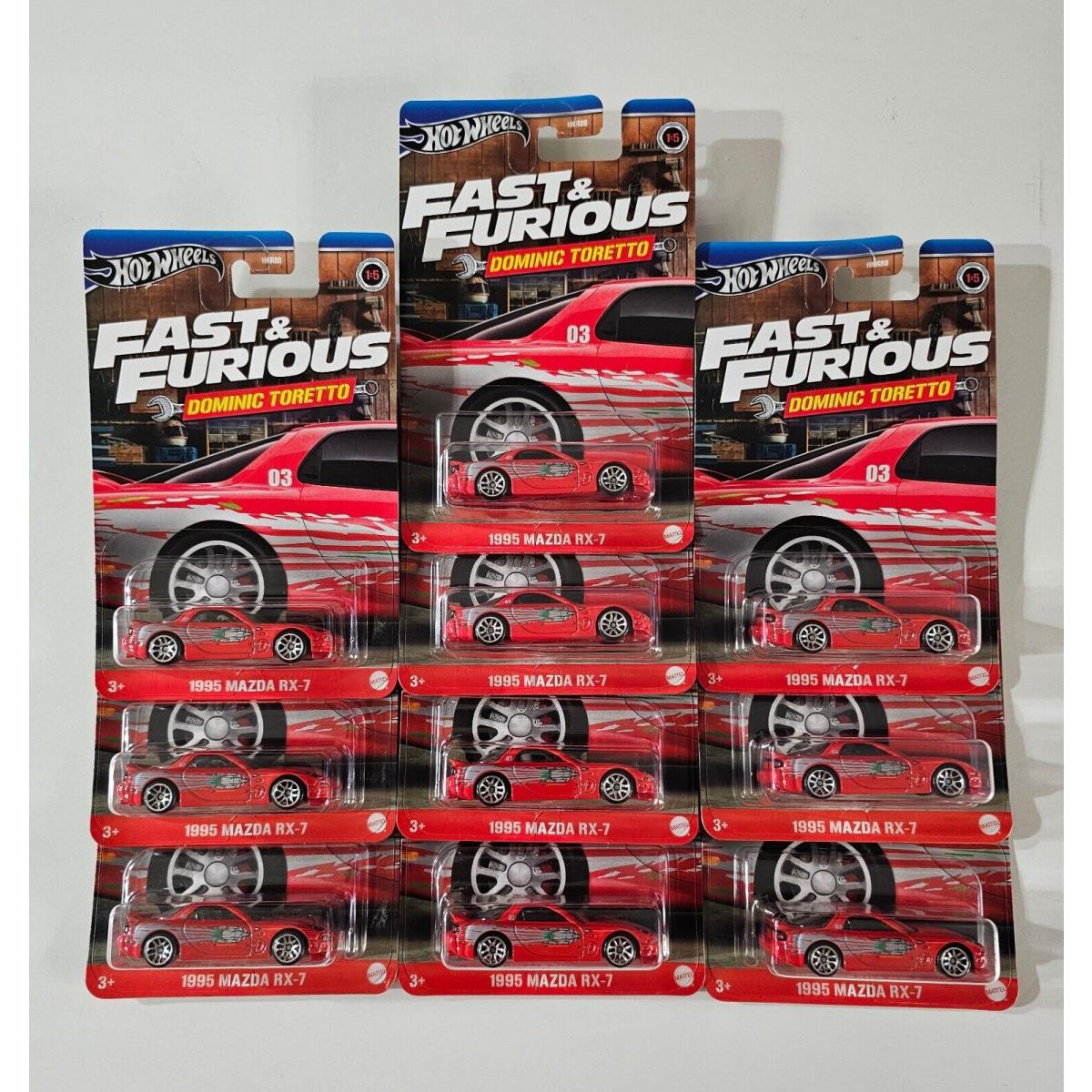 2024 Hot Wheels Fast Furious Dominic Toretto 1995 Mazda RX-7 Lot of 10