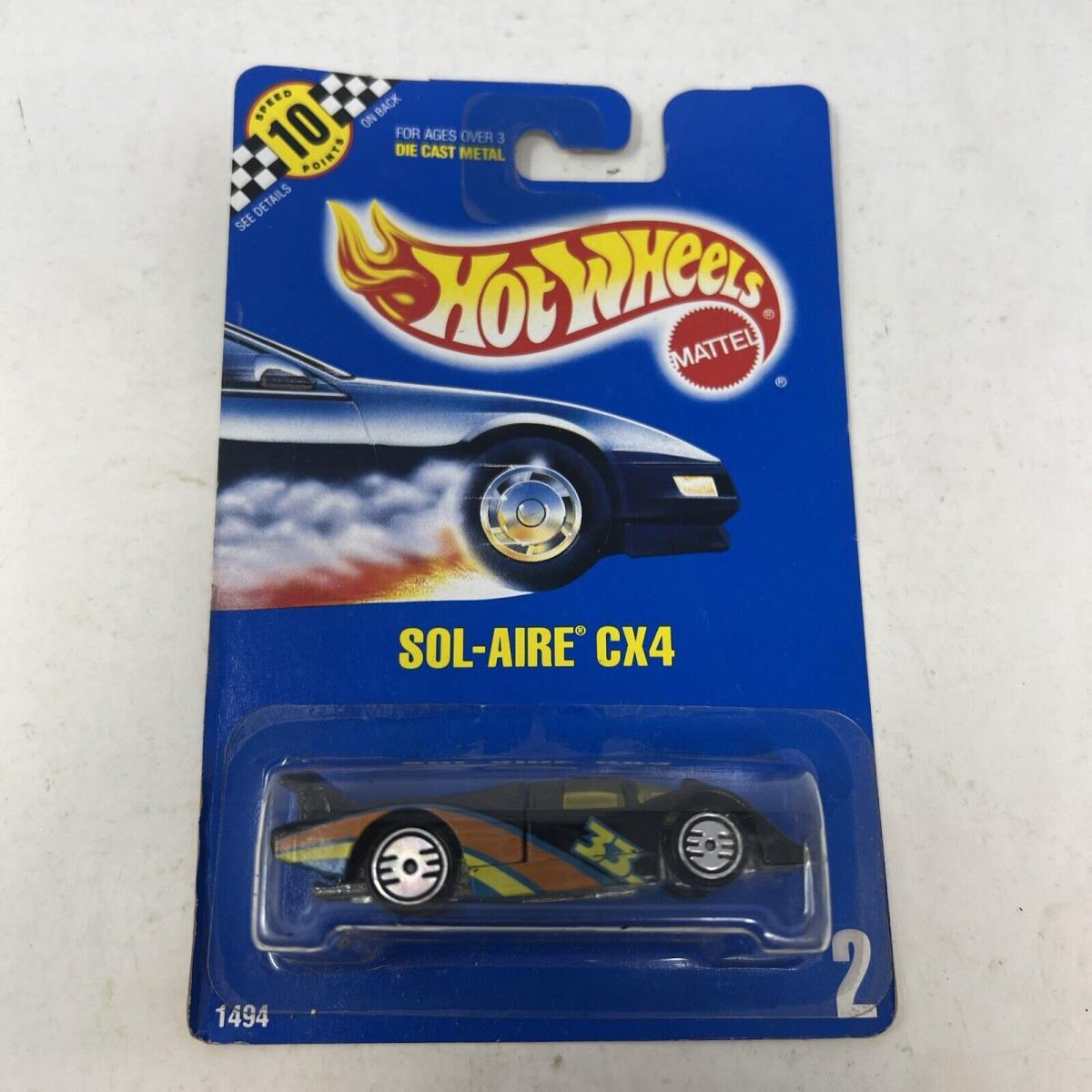 Hot Wheels Sol-aire CX4 - 1990 Blue Card Collector 2 - Chrome UH Wheels