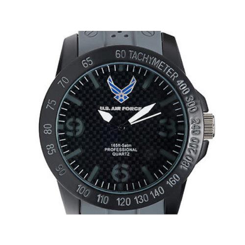 Wrist Armor U.s. Air Force Gray Silicone Black Tone Men`s Watch C26