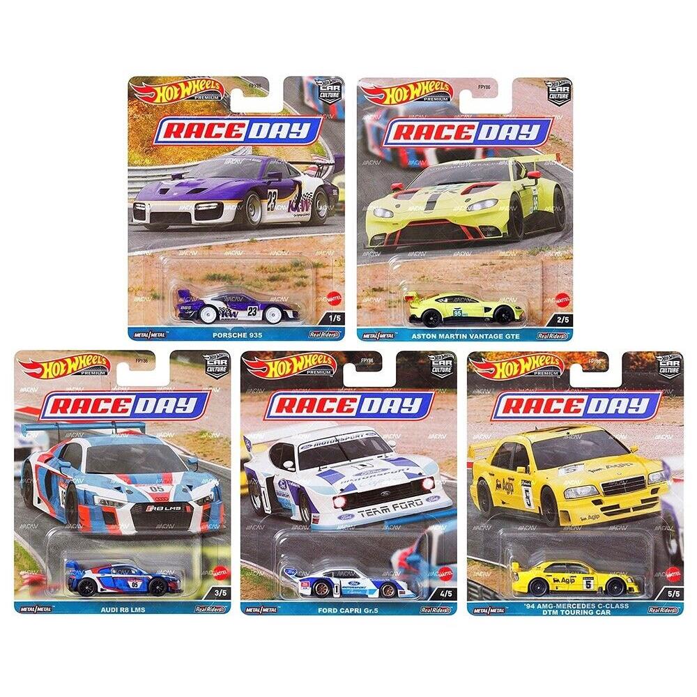 Hot Wheels Car Cultures 1:64 Race Day Metal Diecast Car Model 5 Cars Set D