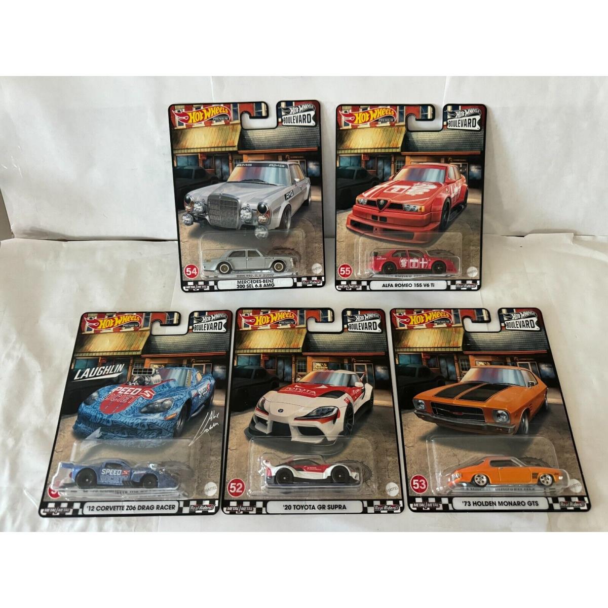 Hot Wheels Premium Boulevard Complete Set of 5 Real Riders MT64