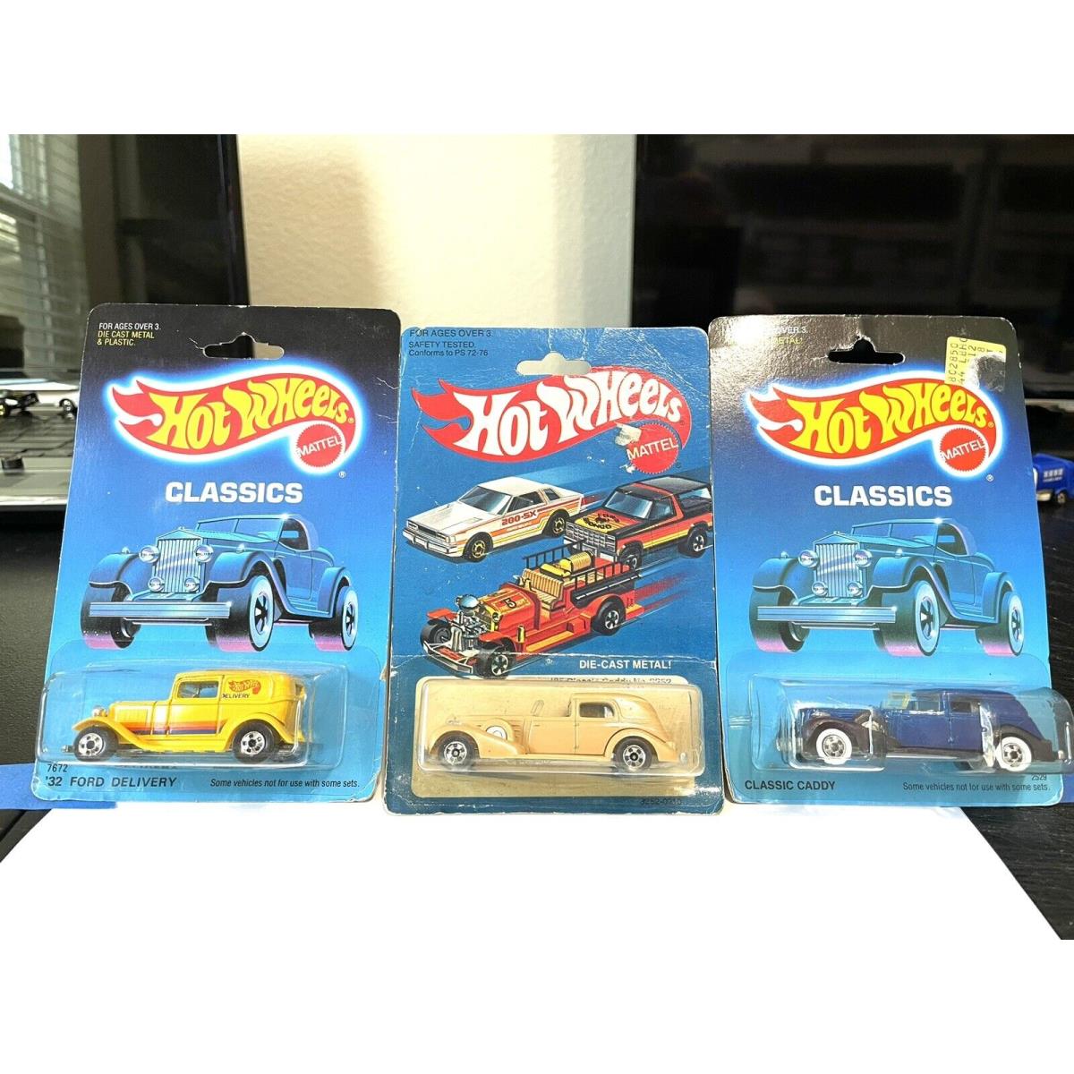 3 Hot Wheels ON Card Classics Vintage Mattel Diecast 1/64 Scale