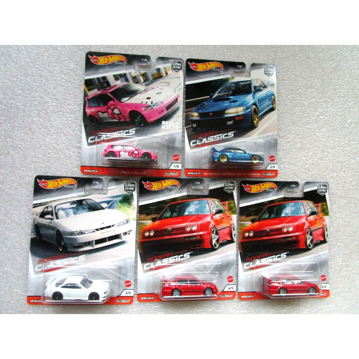 5 Hot Wheels Car Culture Modern Classics Civic EG Kitty Impreza Jetta Silva