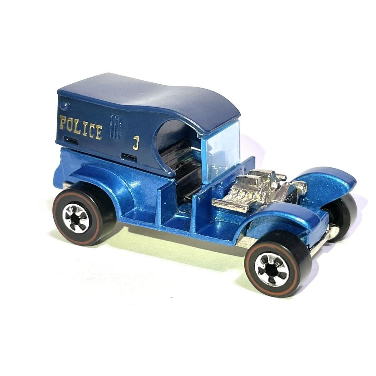 Hot Wheels Custom Made Police 3 Paddy Wagon - Metallic Blue Paint Redline