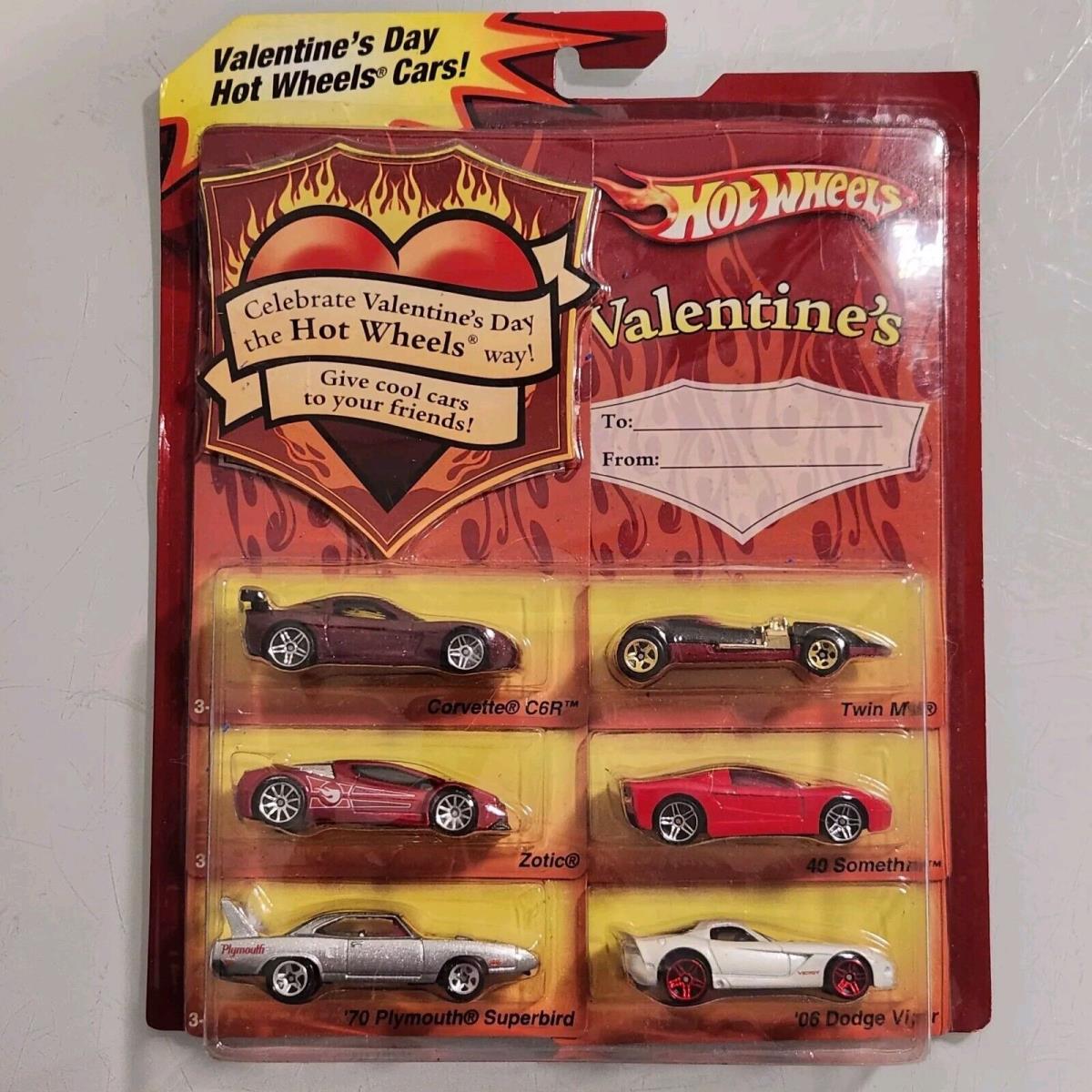 Hot Wheels Valentines Day 6 Pack Car Set Viper Corvette Superbird